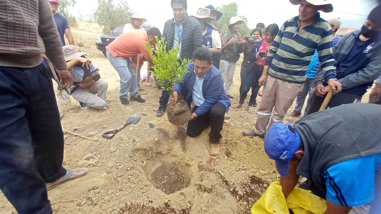 Alcalde municipal, Pedro Gutierres, participa de la reforestación